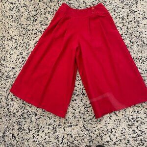 VTG Wool Culottes Gaucho Pants 1970's Red Size 2/4 Lined, Pockets Panther